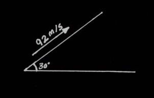 92 meters per second at 30 degrees...